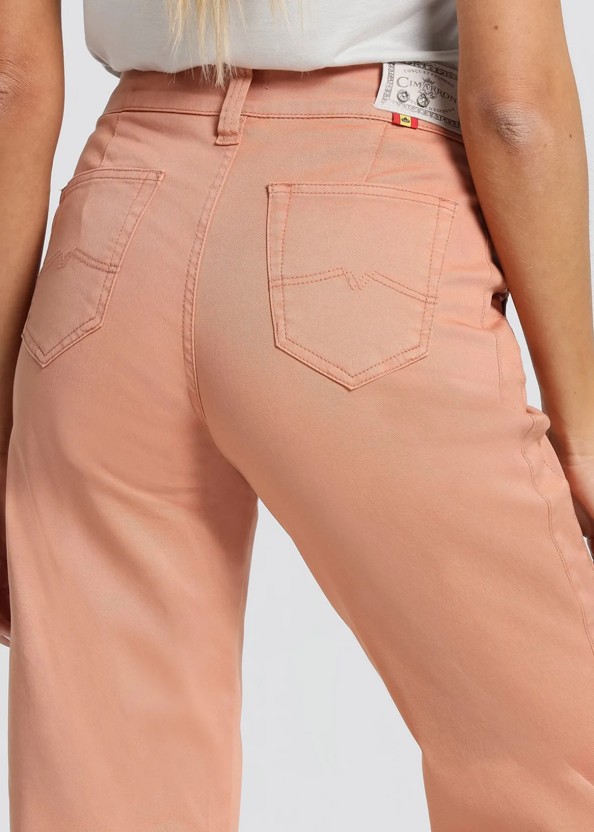 Chino Olivia-Phil | Taille haute - Coupe large droite | Taille en pouces