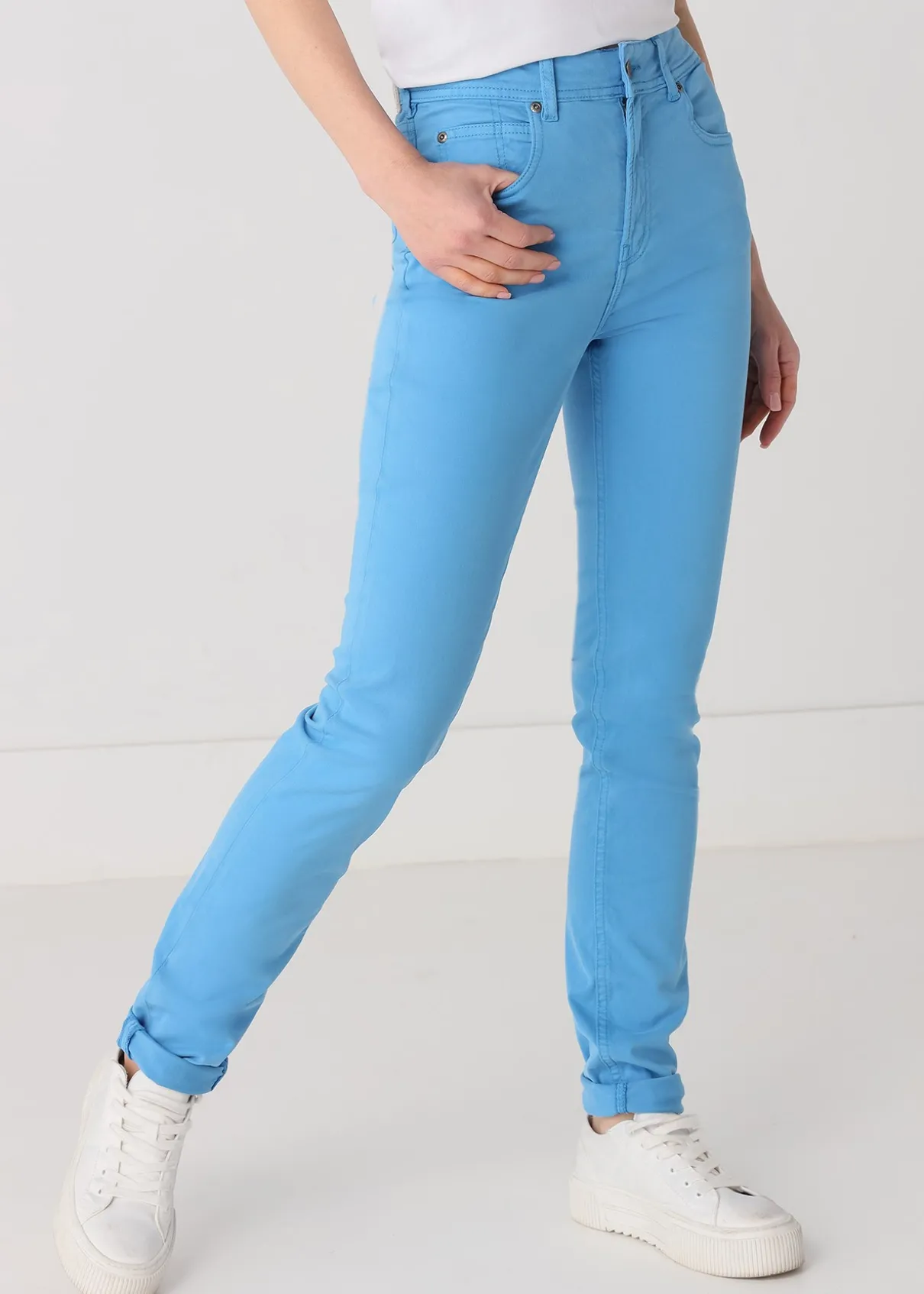 Couleur Nouflore-Satin Pêche Pantalon