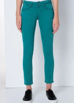 ENYA SATEN - Pantalon skinny - Taille très basse - Coupe cheville - Taille en pouces