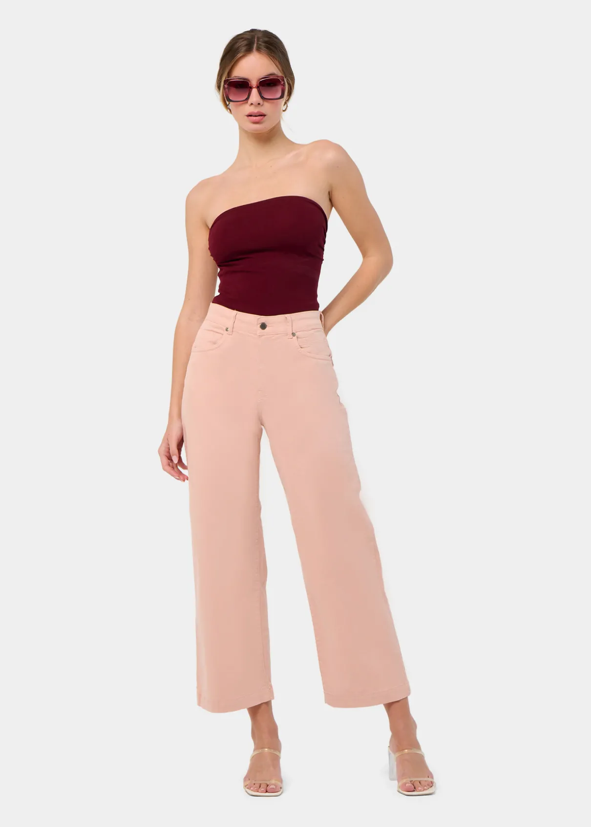 JEAN AURORA-ENOVA pêche Medium Box Straight Wide Crop | Taille en pouces