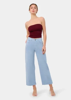 JEAN AURORA-ENOVA pêche Medium Box Straight Wide Crop | Taille en pouces