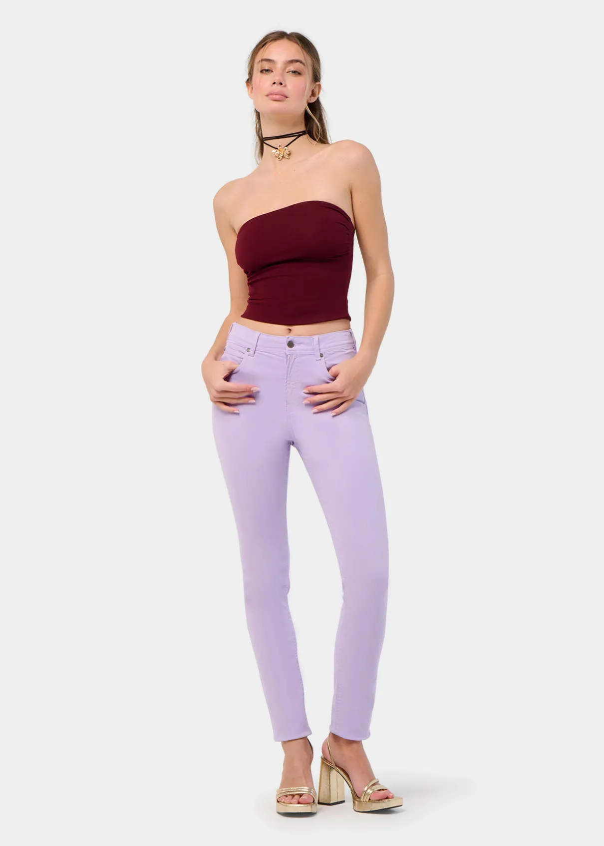 PANTALON NOUFLORE-ENOVA COULEUR pêche Box Medium Slim | Taille en pouces