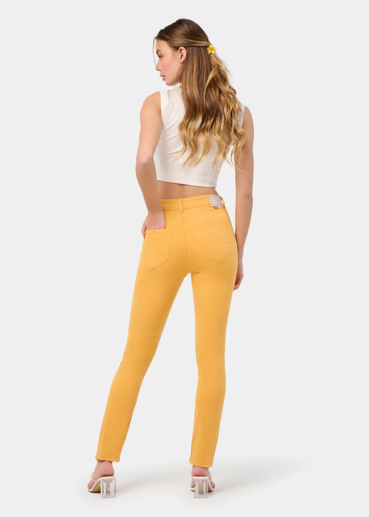 PANTALON NOUFLORE-ENOVA COULEUR pêche Box Medium Slim | Taille en pouces